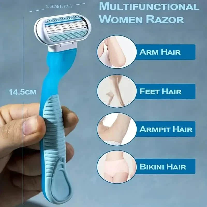 Outil manuel d'épilation pour femmes, 1 manche + 8 lames, lames en acier inoxydable à 3 couches, manche antidérapant