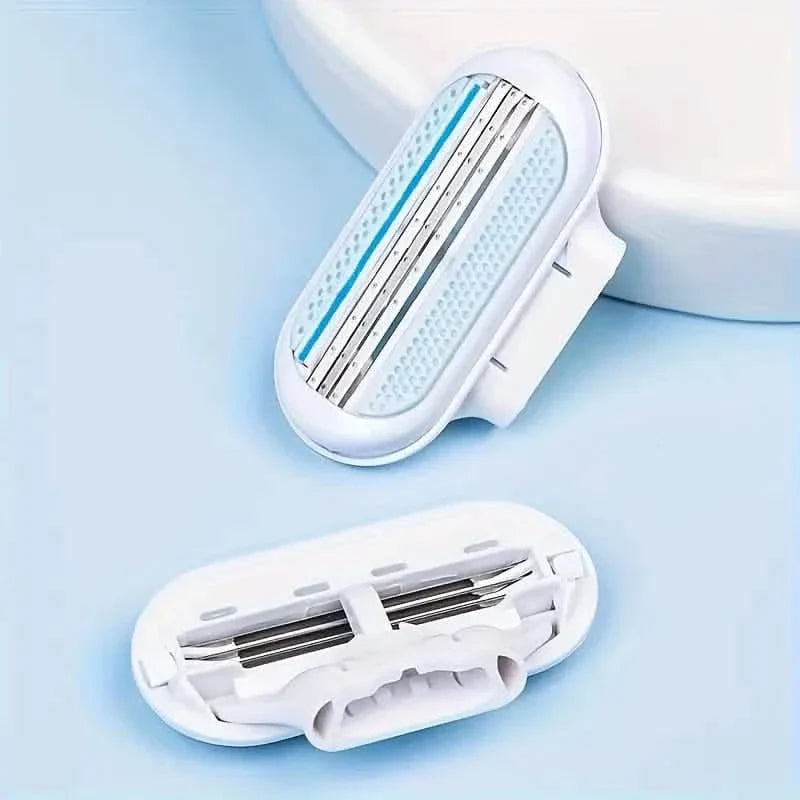 Outil manuel d'épilation pour femmes, 1 manche + 8 lames, lames en acier inoxydable à 3 couches, manche antidérapant