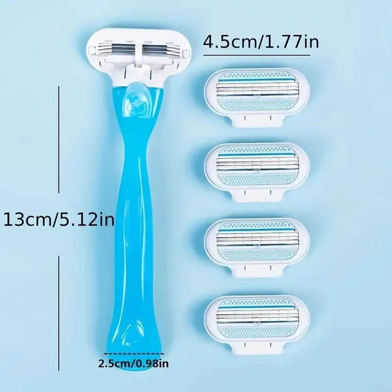 Outil manuel d'épilation pour femmes, 1 manche + 8 lames, lames en acier inoxydable à 3 couches, manche antidérapant