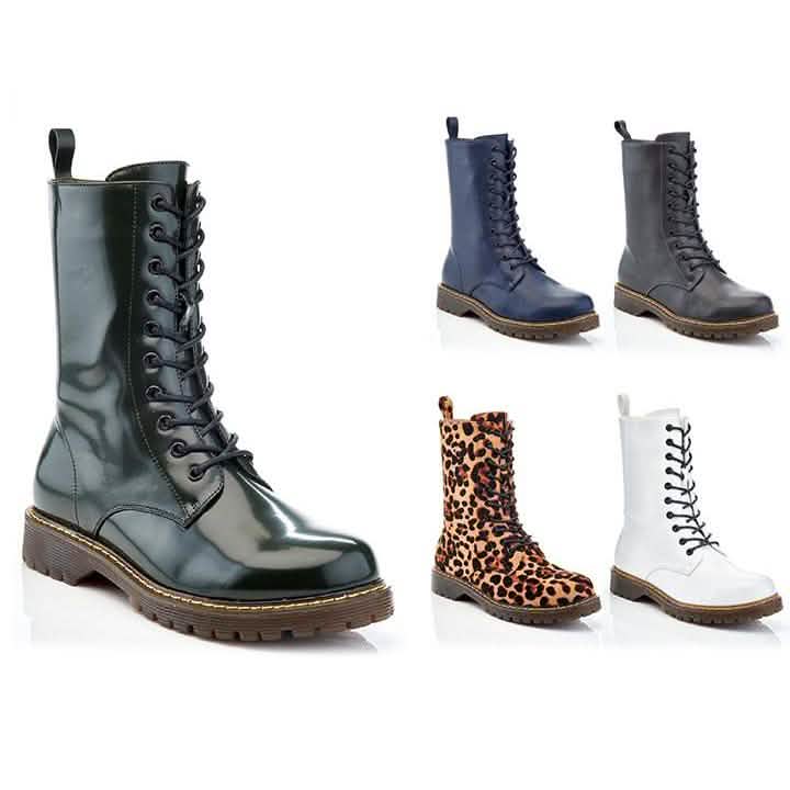 Bottes de combat mi-mollet classiques pour femmes style Marten - Styles variés