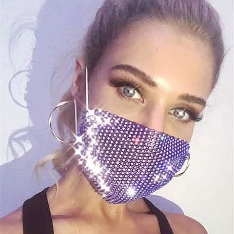 Masque de protection solaire en résille pour femme avec diamants