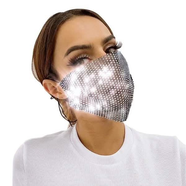 Masque de protection solaire en résille pour femme avec diamants