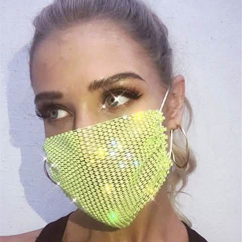 Masque de protection solaire en résille pour femme avec diamants