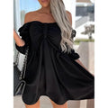 Robe décontractée pour femme à épaules dénudées et manches bouffantes