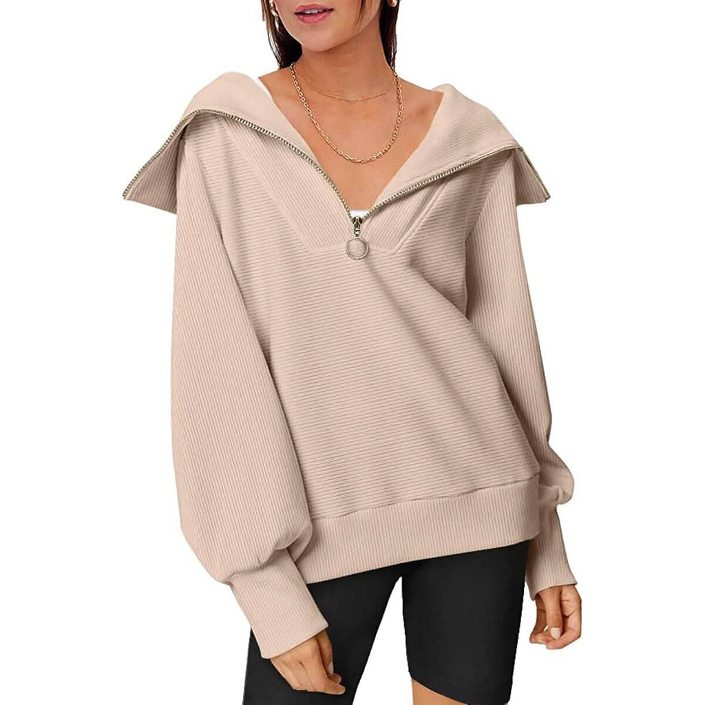 Sweat-shirts à capuche amples et demi-zippés pour femmes