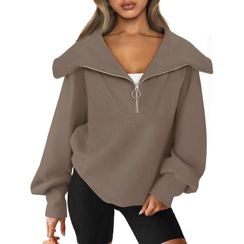 Sweat-shirts à capuche amples et demi-zippés pour femmes