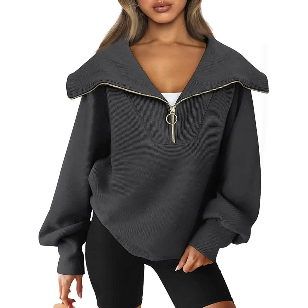 Sweat-shirts à capuche amples et demi-zippés pour femmes