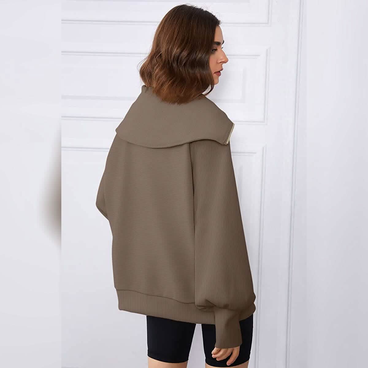Sweat-shirts à capuche amples et demi-zippés pour femmes