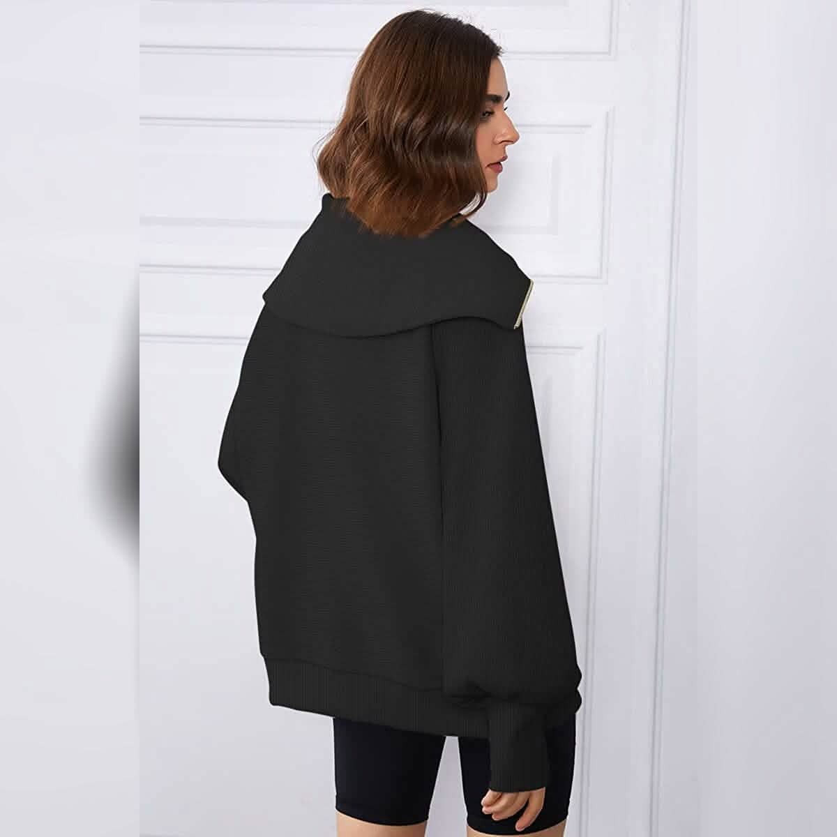 Sweat-shirts à capuche amples et demi-zippés pour femmes