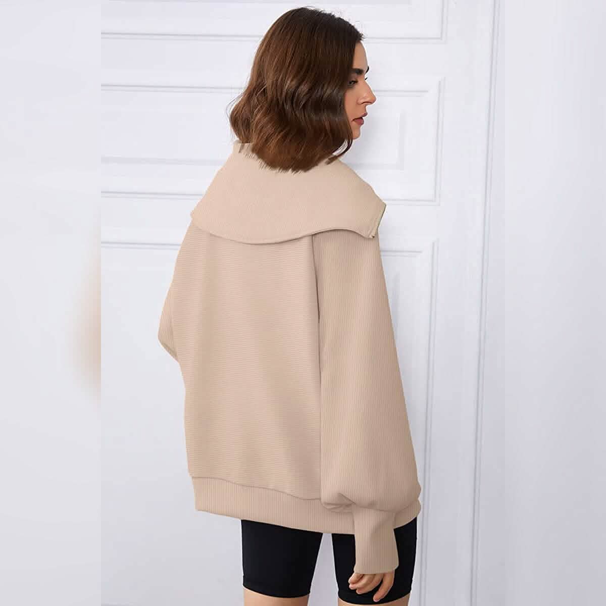Sweat-shirts à capuche amples et demi-zippés pour femmes
