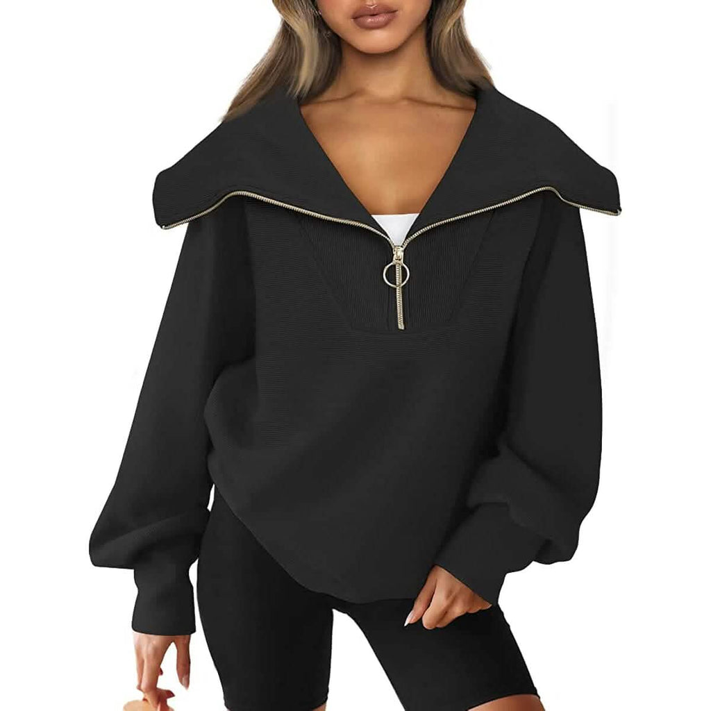 Sweat-shirts à capuche amples et demi-zippés pour femmes