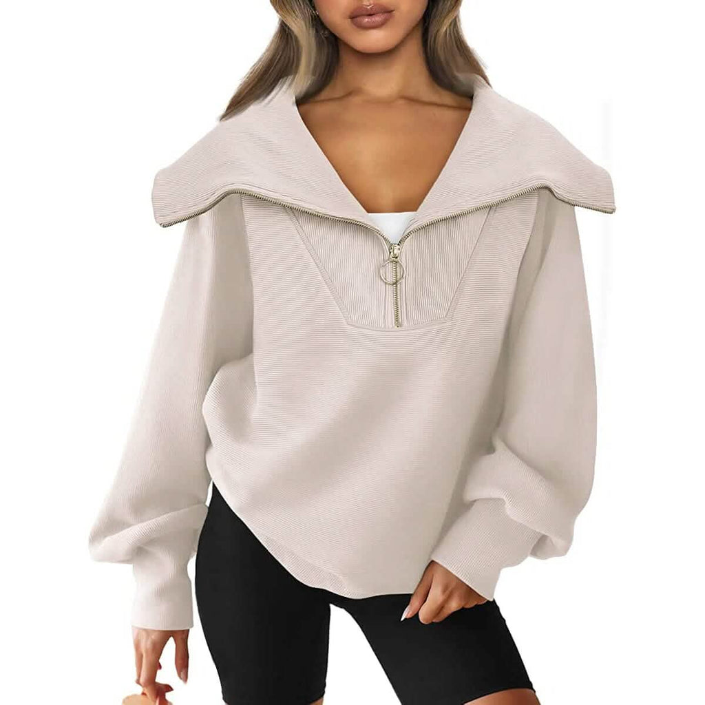 Sweat-shirts à capuche amples et demi-zippés pour femmes