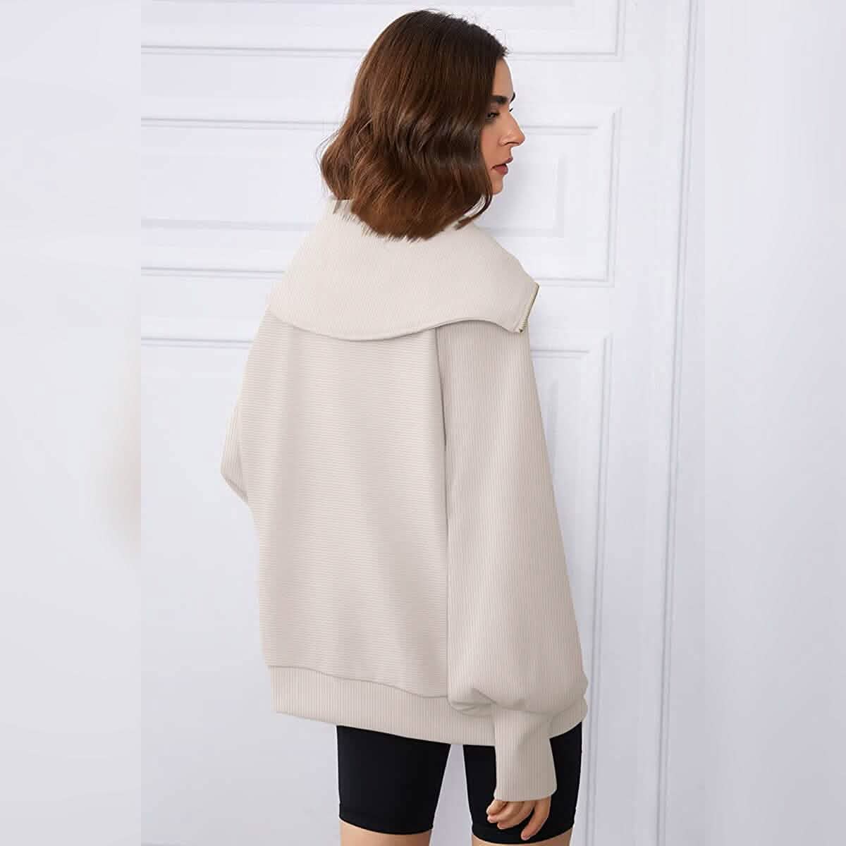 Sweat-shirts à capuche amples et demi-zippés pour femmes
