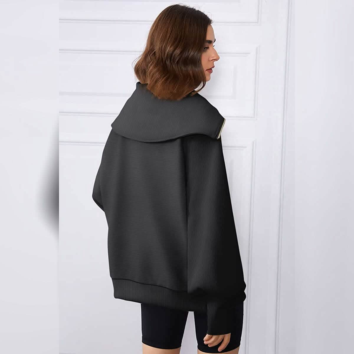 Sweat-shirts à capuche amples et demi-zippés pour femmes