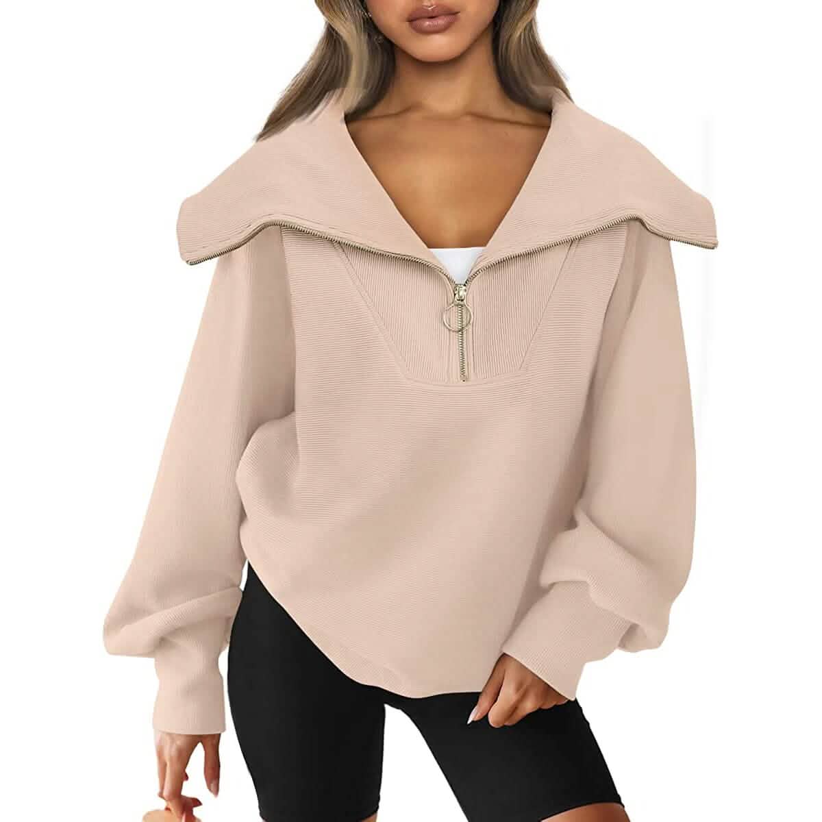Sweat-shirts à capuche amples et demi-zippés pour femmes
