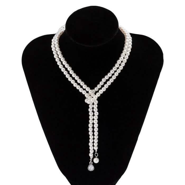 Collier de perles fantaisie élégant à plusieurs rangs pour femme, pendentif pompon bohème, bijoux à double rangée