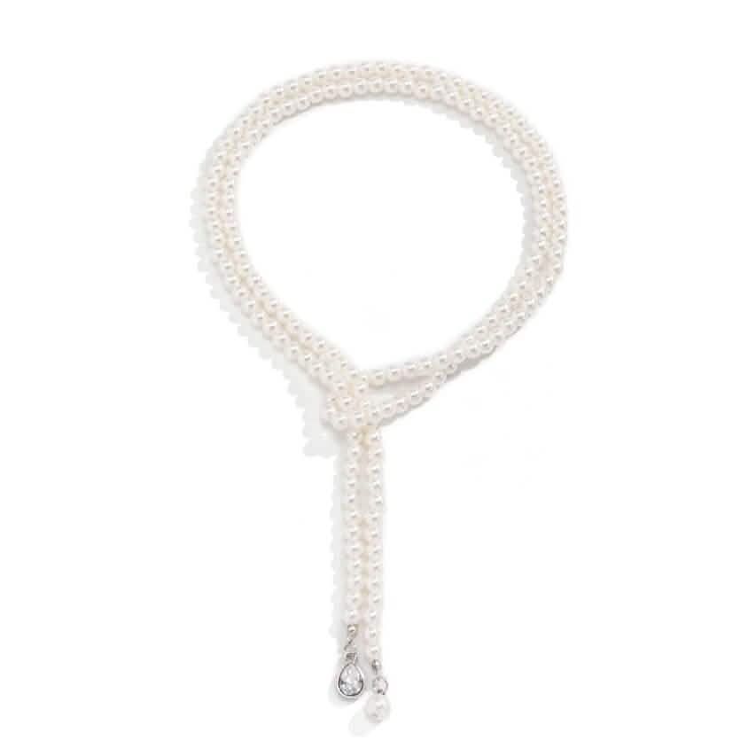 Collier de perles fantaisie élégant à plusieurs rangs pour femme, pendentif pompon bohème, bijoux à double rangée