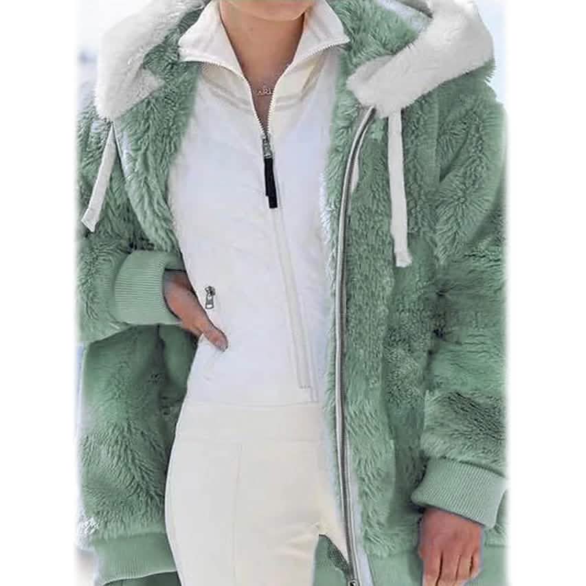 Manteau à capuche grande taille pour femme à manches longues