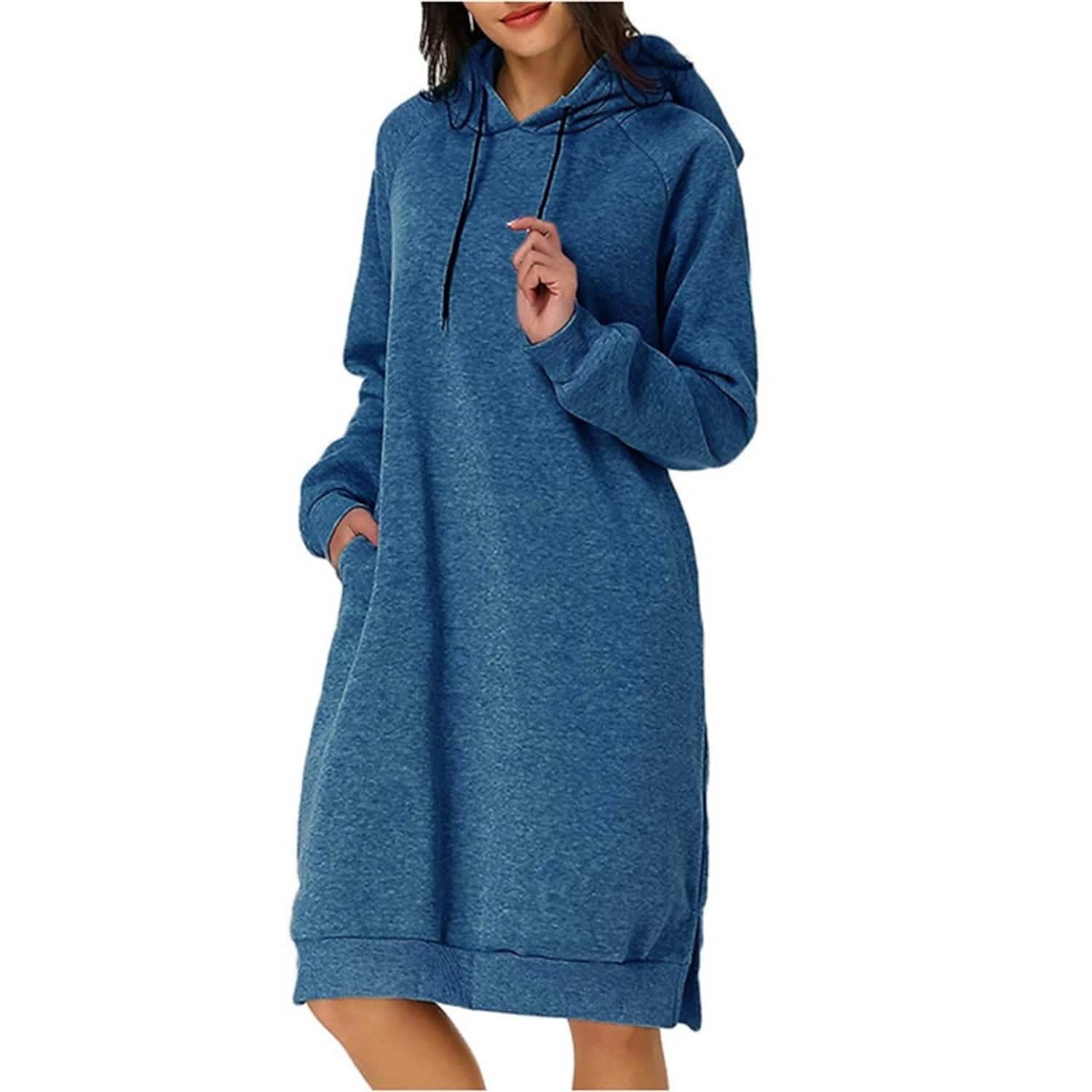 Robe pull à capuche pour femme