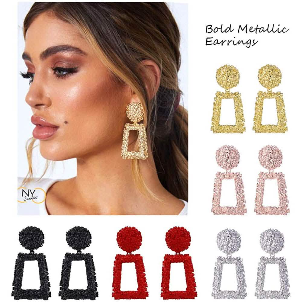 Boucles d'oreilles pendantes géométriques rectangulaires pour femmes