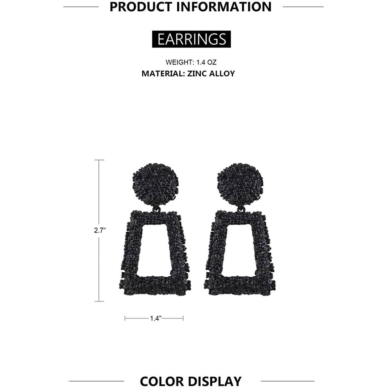 Boucles d'oreilles pendantes géométriques rectangulaires pour femmes