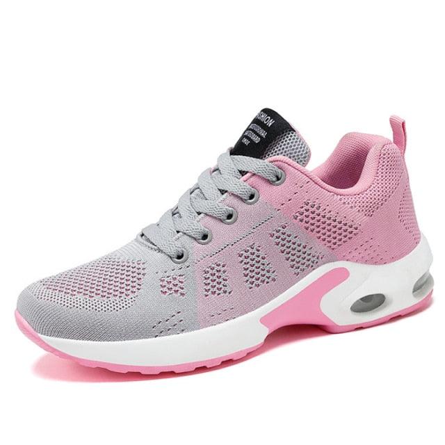 Baskets rouges pour femmes Chaussures à coussin d'air Femme Baskets en maille Respirantes Plates Baskets décontractées à coussin d'air Légères Antidérapantes Sport Jogging Gym Fitness Entraînement Tennis Marche Espadrilles