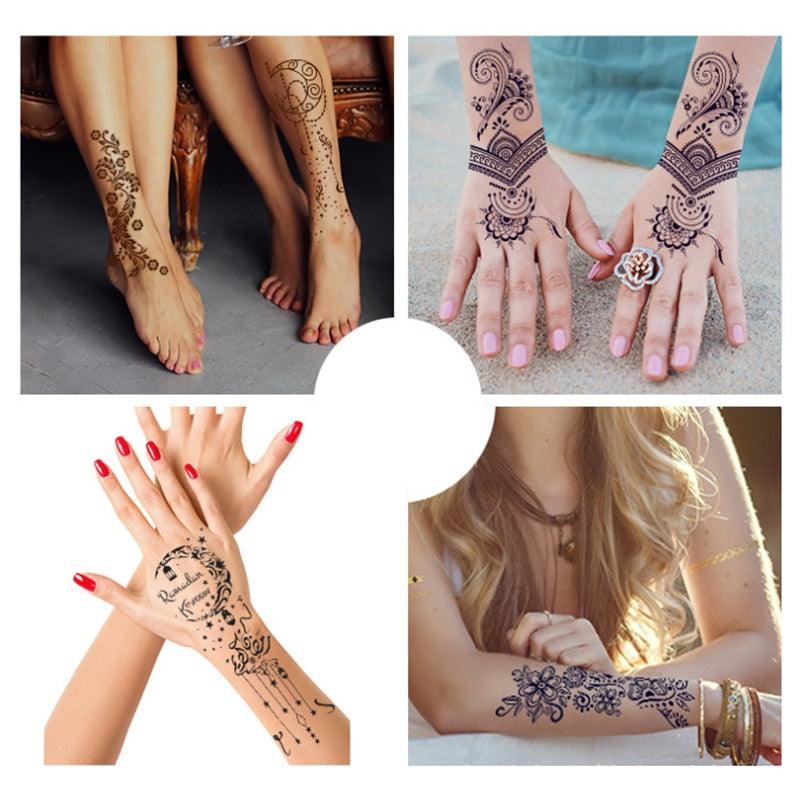 Tatouages ​​corporels temporaires imperméables pour femmes motif rose, design floral de luxe, autocollant moderne