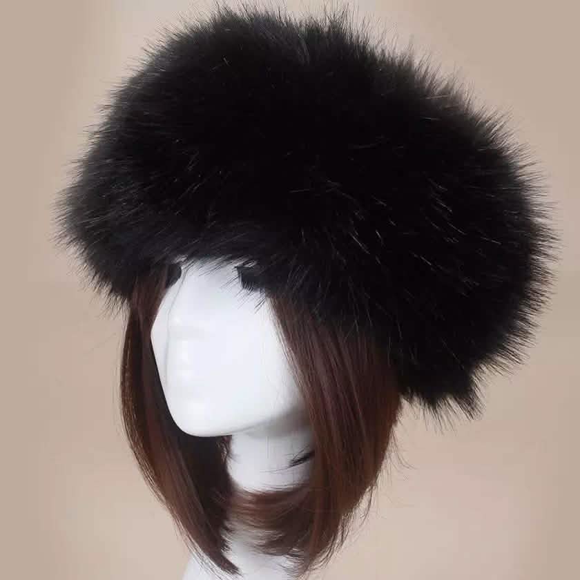Bonnet en fausse fourrure de renard duveteuse russe pour femme
