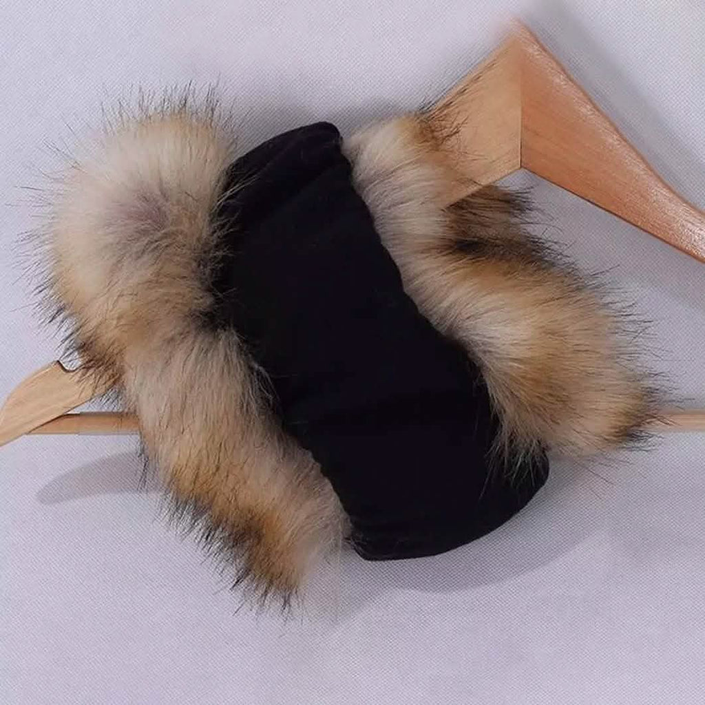 Bonnet en fausse fourrure de renard duveteuse russe pour femme