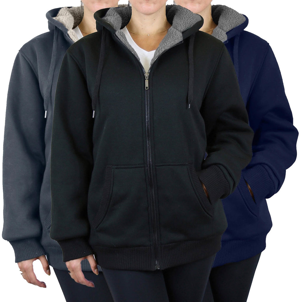 Ensemble cadeau pour femme comprenant un sweat à capuche Sherpa, un bonnet et des chaussettes thermiques