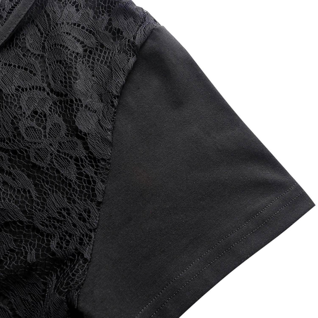 Chemisier Femme à Manches Courtes avec Dentelle au Dos