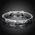 Bracelet jonc femme plaqué argent à motif floral