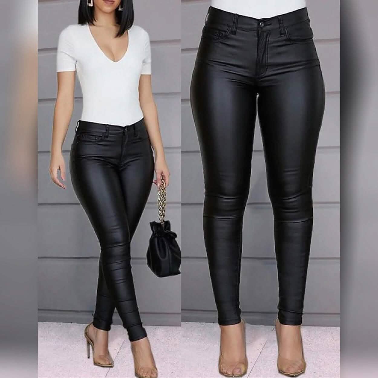 Pantalon en cuir skinny pour femme