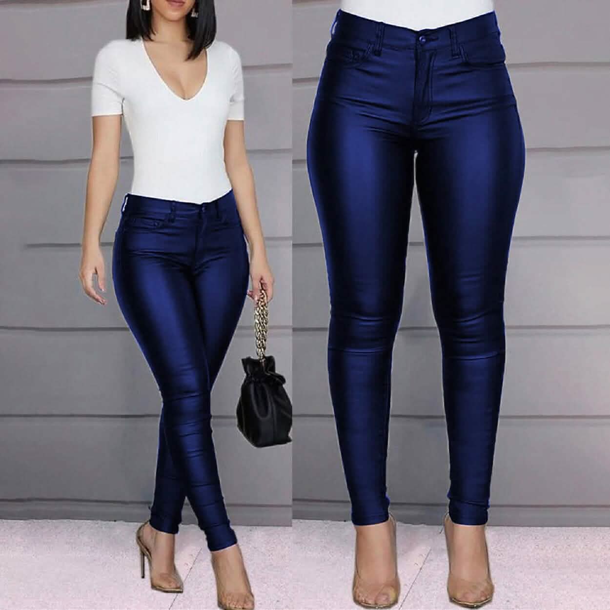 Pantalon en cuir skinny pour femme
