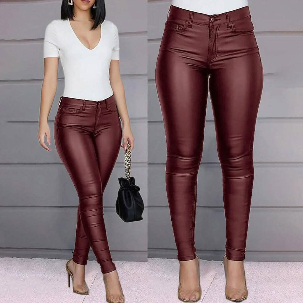 Pantalon en cuir skinny pour femme