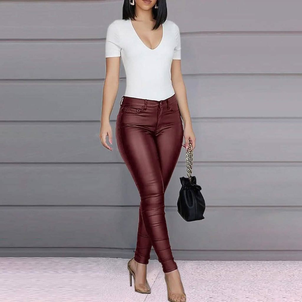 Pantalon en cuir skinny pour femme