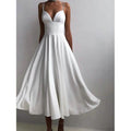 Robe longue dos nu unie sans manches pour femme