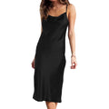 Robe longue satinée à fines bretelles pour femme