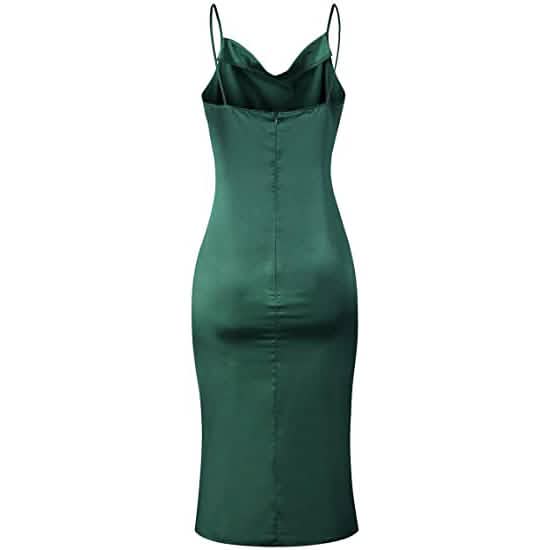 Robe longue satinée à fines bretelles pour femme
