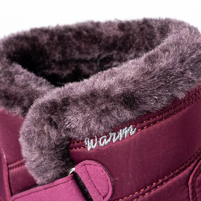 Bottes de neige pour femme, avec crochet à la cheville, look fourrure, intérieur peluche, imperméables, en duvet, chaussures d'hiver. Bottes de neige d'hiver doublées de fourrure, chaudes, à la cheville, à enfiler, imperméables, pour sports de plein air.