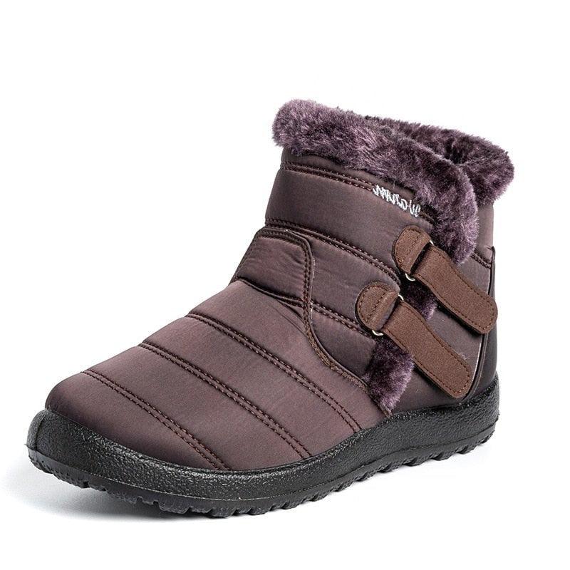 Bottes de neige pour femme, avec crochet à la cheville, look fourrure, intérieur peluche, imperméables, en duvet, chaussures d'hiver. Bottes de neige d'hiver doublées de fourrure, chaudes, à la cheville, à enfiler, imperméables, pour sports de plein air.
