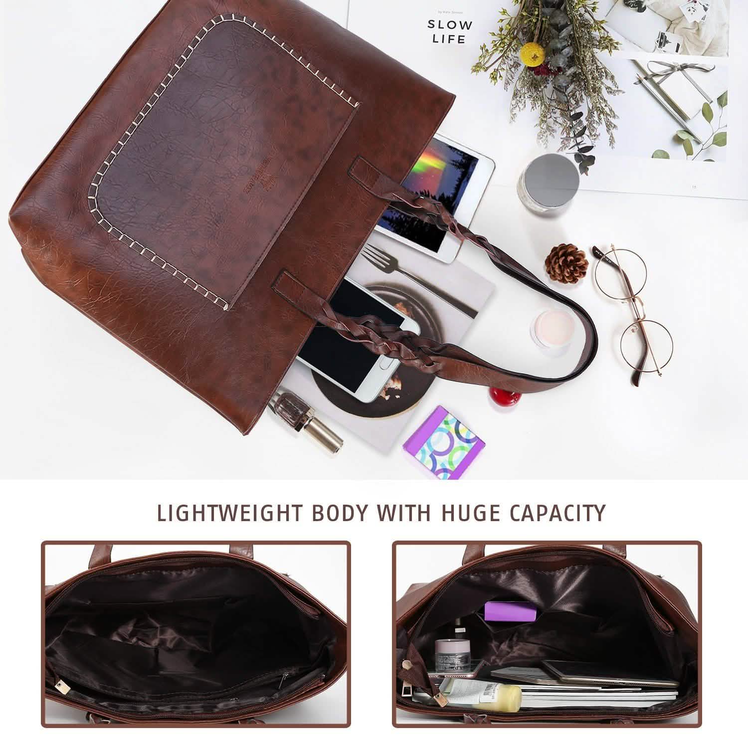 Sac cabas souple en cuir pour femme