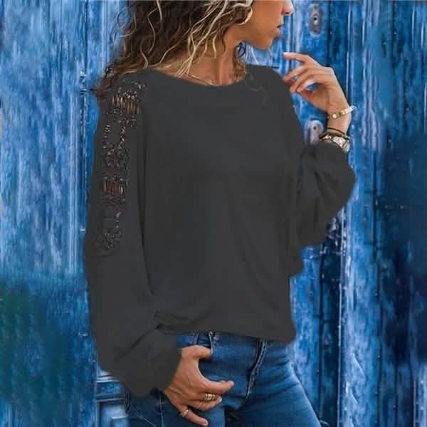 T-shirts amples ajourés unis pour femmes