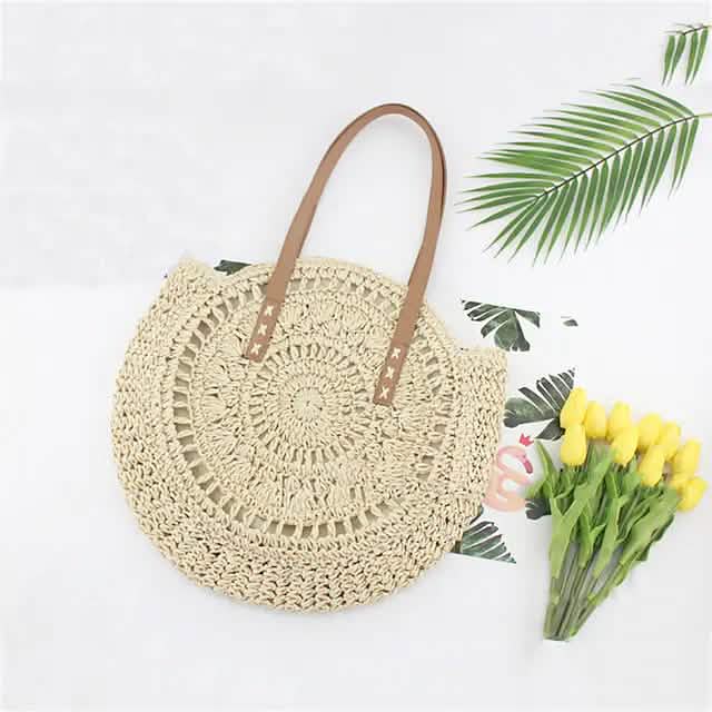 Sac fourre-tout en paille pour femme style bohème