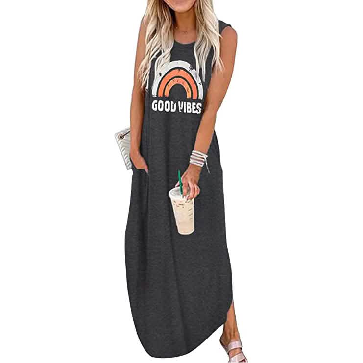 Robe décontractée d'été hawaïenne pour femme Good Vibes Beach