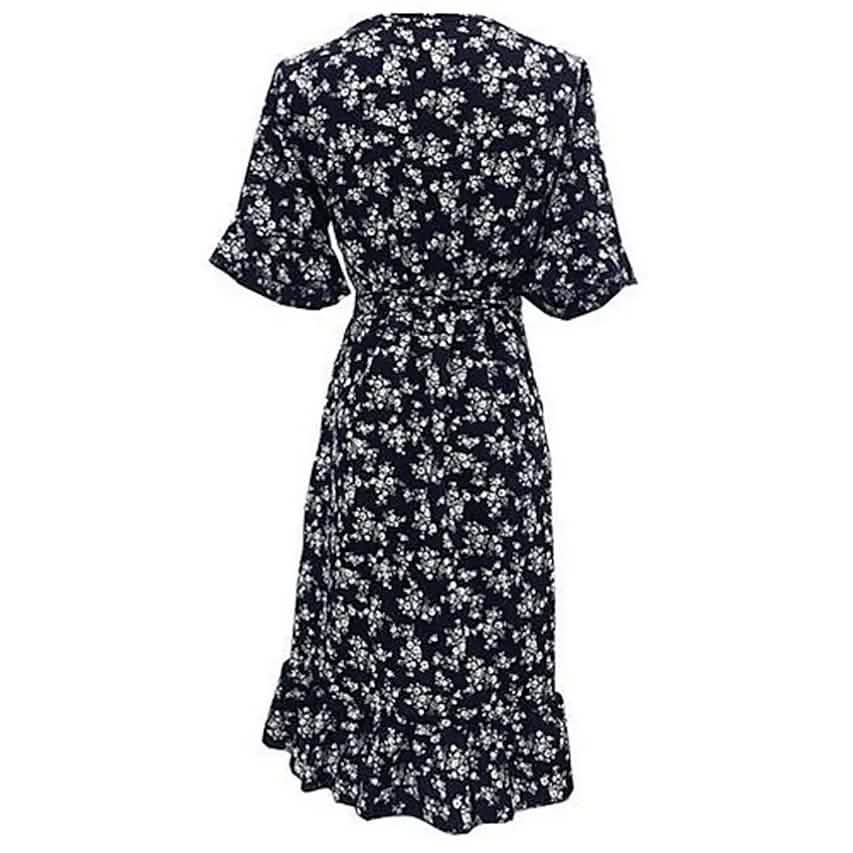 Robe Courte Cache-cœur d'Été Col V Femme