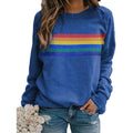 T-shirt Femme Imprimé Arc-en-ciel Manches Longues Col Rond