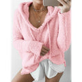Manteau Teddy Femme Uni Quotidien Basique Ample à Capuche