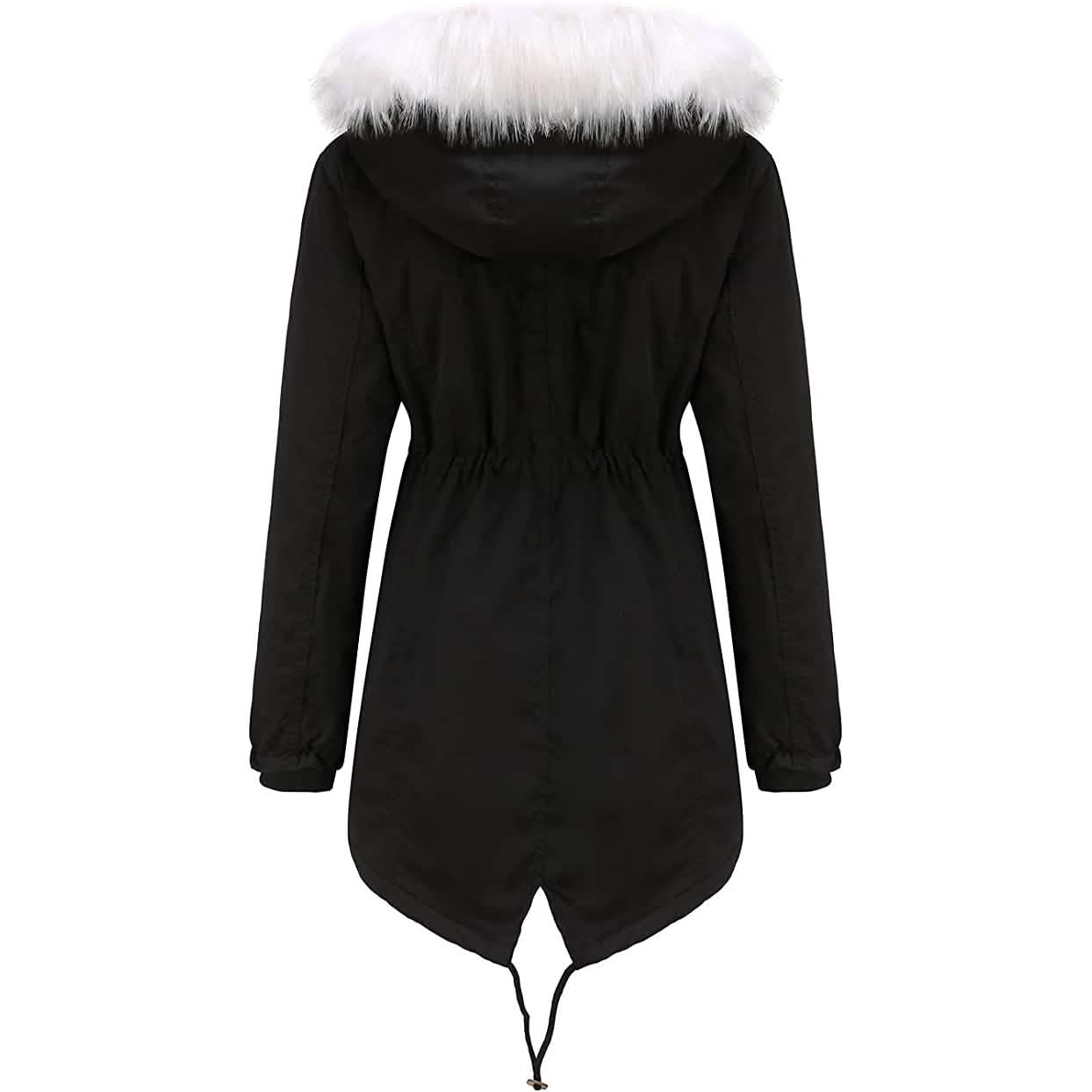 Parka d'hiver épaisse et chaude doublée polaire pour femme avec capuche moelleuse