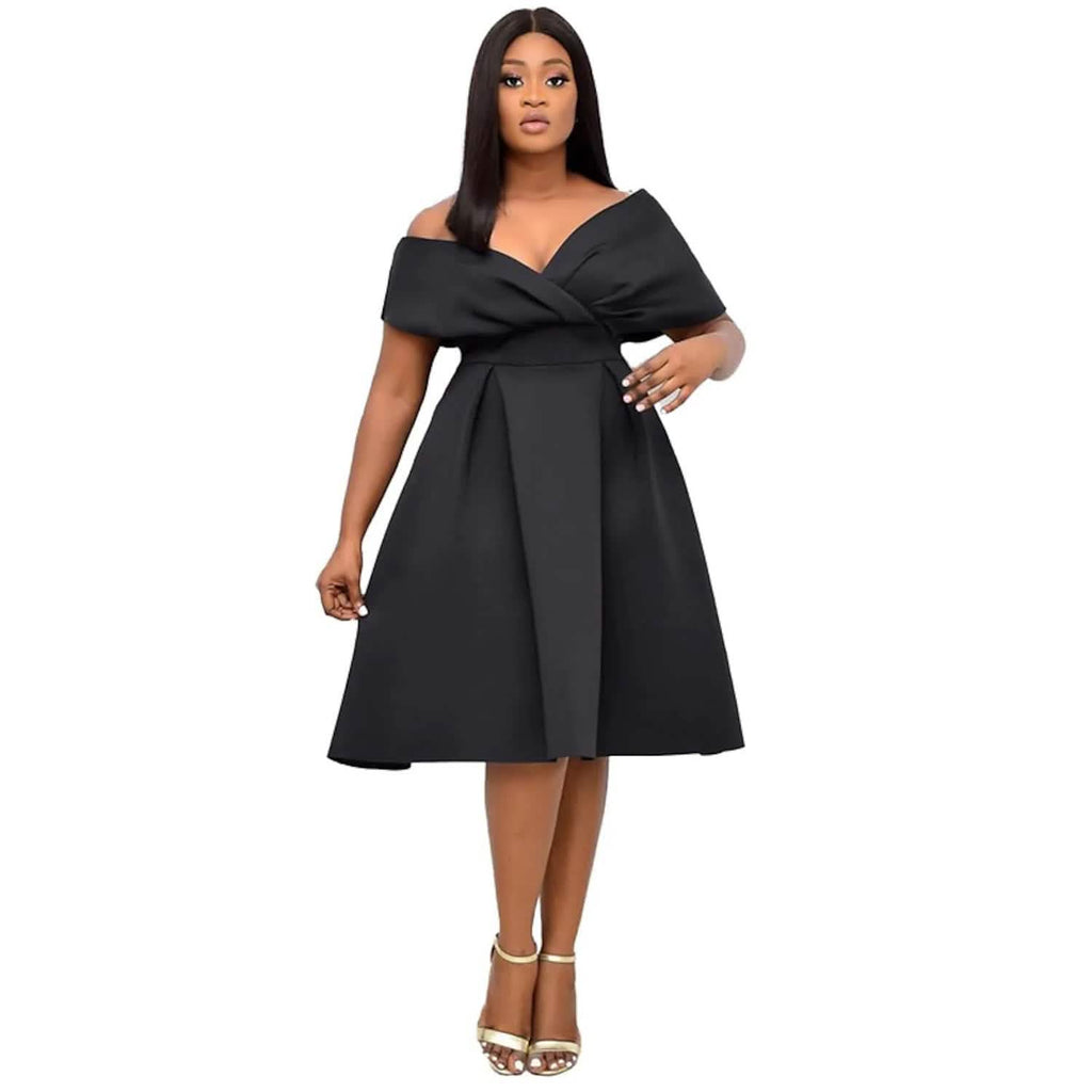 Robe trapèze élégante à col en V pour femme